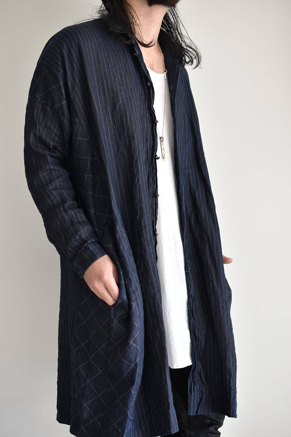 《ラスト1点!!》Indigo Dyed Long Shirt/インディゴダイロングシャツ - 1(S)